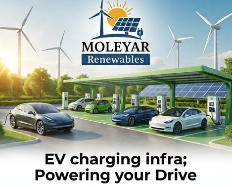 EV charging infrastructure - AC and DC fast chargers installed by Moleyar Renewables in Bengaluru